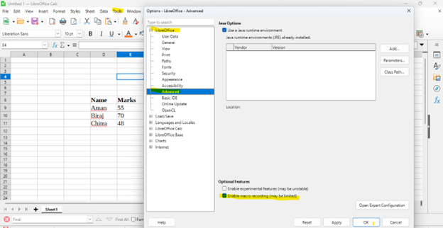 Enable macro recording